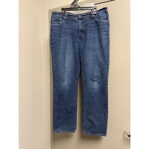 L.L.Bean Men Classic Fit Blue Denim Jeans 36x32 Straight Leg Distressed